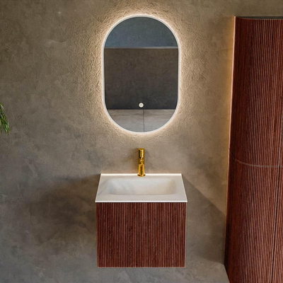 Mondiaz KURVE Badkamermeubelset - 50x46x40cm - 1 lade - wastafel solid surface - midden - 1 kraangat - Ruby