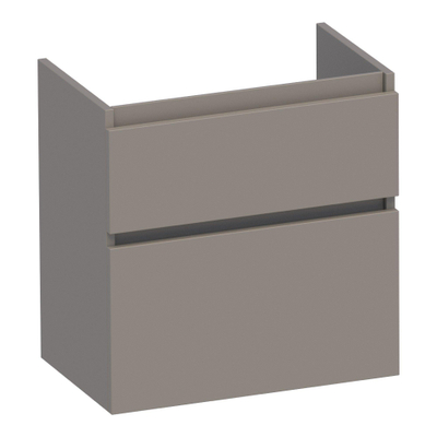 BRAUER Delight meuble sous-lavabo peu profond - 60x39x60cm - 2 tiroirs softclose - sans poignée - 1 découpe pour siphon - taupe mat