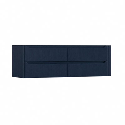 H&R Badmeubelen Juice Meuble sous vasque - 160x45x50cm - angle droit arrondi - 4 tiroirs - poignée intégrée - chêne bleu