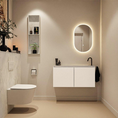 MONDIAZ TURE-DLUX 100cm toiletmeubel Talc. EDEN wastafel Opalo positie rechts. Met 1 kraangat.