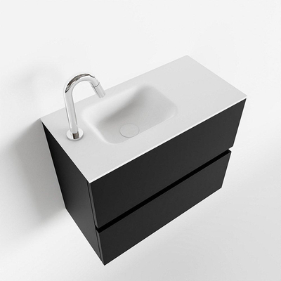 MONDIAZ ADA Toiletmeubel - 60x30x50cm - 1 kraangat - 2 lades - urban mat - wasbak links - Solid surface - Wit