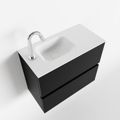Mondiaz ADA Meuble lave-mains 60x30x50cm avec 1 trou pour robinet 2 tiroirs Urban mat Lavabo Lex Gauche Solid Surface Blanc