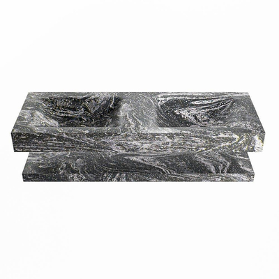 Mondiaz ALAN-DLUX Ensemble de meuble - 130cm - meuble Lava mat - 0 tiroirs - Lavabo Cloud Lava suspendu - vasque Gauche et droite - 0 trous de robinet