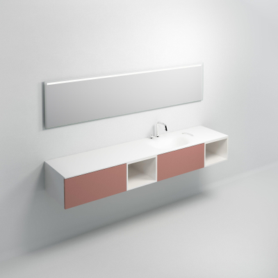 Clou Hammock Lavabo pour meuble 220x50.3x1.5cm vasque simple droite aluite Blanc mat