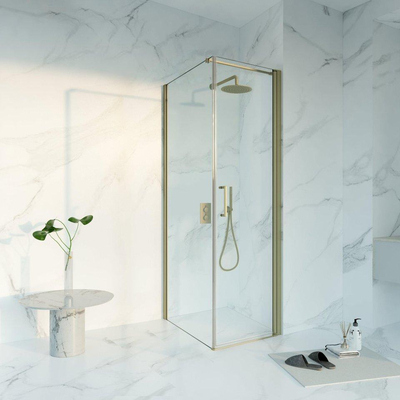 FugaFlow Eccelente Vetro Douchecabine - 60x80x200 - Profiel veiligheidsglas - anti kalk - Geborsteld Messing PVD (Goud)