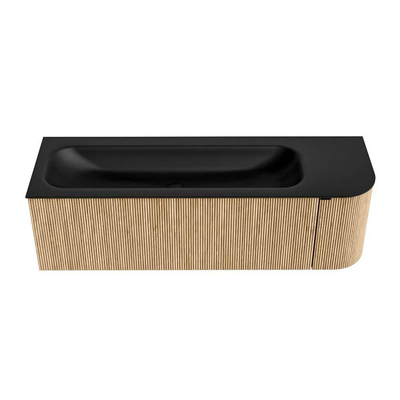 MONDIAZ KURVE Meuble de salle de bains 145cm avec module 25 R couleur Oak avec 1 tiroir et 1 porte. Lavabo BIG LARGE gauche 2 trous de robinet Urban.