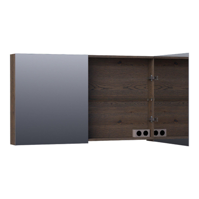 BRAUER Impress armoire de toilette – 119 x 70 x 15 cm – 2 portes, portes-miroir double face – Chêne noir
