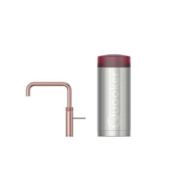 Quooker Fusion Square robinet d'eau bouillante - bec pivotant - Combi+ incl. réservoir Cube - Eau chaude / bouillante / pétillante / filtrée - Cuivre rose