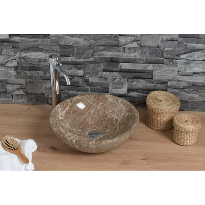 Plieger Round waskom - 38x38x13.6cm - marmer bruin TWEEDEKANS