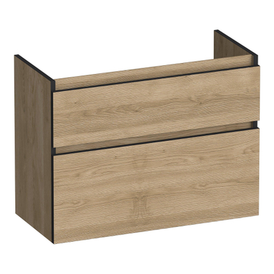 BRAUER Delight Edge wastafelonderkast ondiep 80 2 softclose lades - greeploos - 1 sifon uitsparing - Sunlit