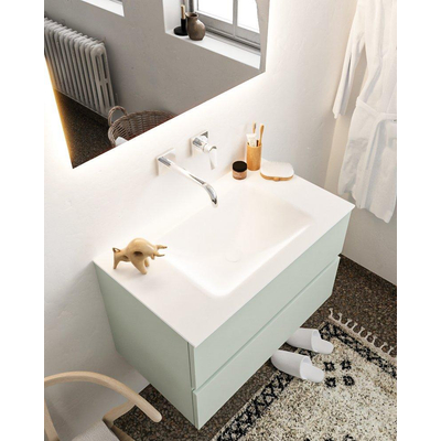 MONDIAZ VICA Ensemble de meuble salle de bain - 80cm - 2 tiroirs - lavabo Cloud au centre - 0 trous de robinet - solid surface grise