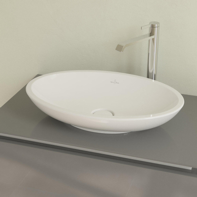 Villeroy & Boch Loop and Friends Lavabo à poser 58.5x38cm avec bonde avec couverture céramique sans trop plein ceramic+ Blanc