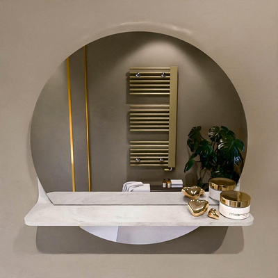 Mondiaz SPOT miroir – Ø 50 cm – avec tablette – Ostra (beige)