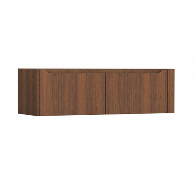 H&R Badmeubelen Juice meuble sous lavabo - 140x45x40cm - coin droit arrondi - 2 tiroirs - poignée intégrée - Dark oak