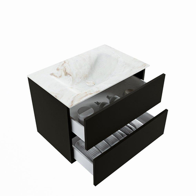 Mondiaz VICA-DLUX Ensemble de meuble de salle de bain - 70cm - meuble sous-vasque urban - 2 tiroirs - lavabo encastré cloud milieu - 1 trou de robinet - version haute de 60cm - frape