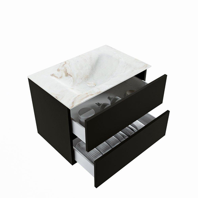 MONDIAZ VICA-DLUX Ensemble meuble de salle de bains - 70cm - meuble bas Urban - 2 tiroirs - lavabo encastré Cloud au milieu - 1 trou de robinet - version haute 60cm - Frappe
