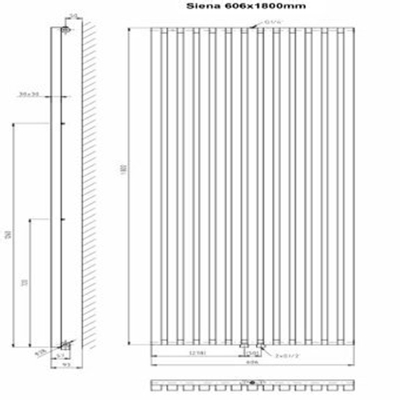 Plieger Siena designradiator verticaal enkel 1800x606mm 1422W wit