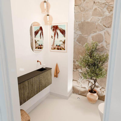 Mondiaz JOYA 111.6cm toiletmeubel - ronding links kleur Dusk - Wastafel FAYE positie Rechts Zonder kraangat kleur Urban.