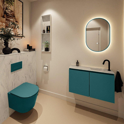 MONDIAZ TURE-DLUX Meuble toilette - 80cm - Smag - EDEN - vasque Opalo - position droite - 1 trou de robinet