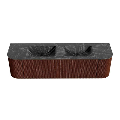 Mondiaz KURVE-DLUX Badkamermeubelset - 170x46x40cm - 1 lade - 2 deuren - wastafel solid surface - dubbel - zonder kraangat - Ruby