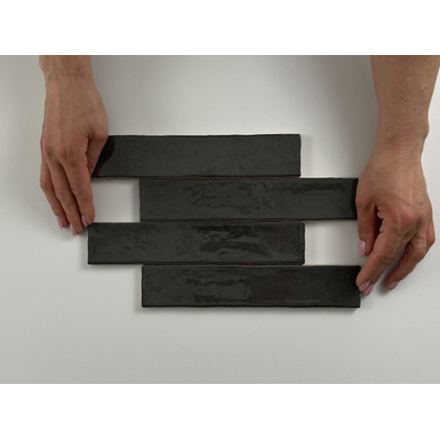 ÉCHANTILLON Terravito Dorelia carreau mural - 5x25cm - Anthracite brillant (anthracite)