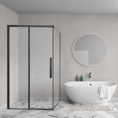 Aqua Vista Lokla Cuadra paroi latérale - 90x200cm - incl. kit de montage - pour cabine de douche - noir mat