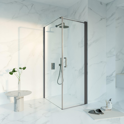 Fortifura Galeria Douchecabine - 70x100x200 - Profiel veiligheidsglas - antikalk - PVD - geborsteld gunmetal (antraciet)