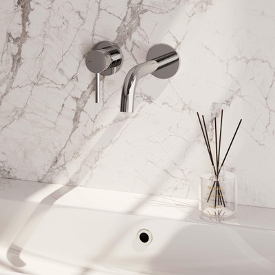 BRAUER Chrome Edition Wastafelmengkraan inbouw - gebogen uitloop rechts - hendel lang smal - inclusief inbouwdeel - model A2 chroom