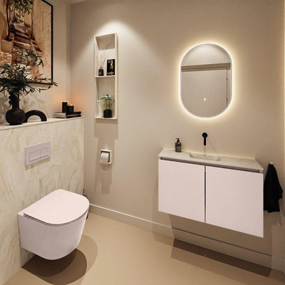 MONDIAZ TURE-DLUX Meuble toilette - 80cm - Rosee - EDEN - vasque Ostra - position centrale - sans trou de robinet