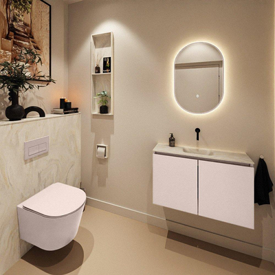 MONDIAZ TURE-DLUX Meuble WC 80cm Rosee. Lavabo EDEN Ostra position milieu. Sans trou de robinet.