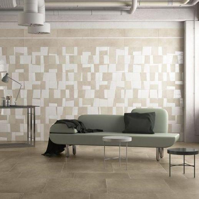 SAMPLE Herberia Ceramiche Vloer- en wandtegel Timeless Ecru Gerectificeerd Industriële look Mat Taupe