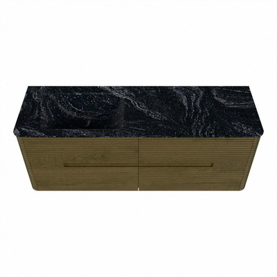 Mondiaz CIRO-DLUX Badkamermeubelset - 140x45x50cm - Solid surface wastafel Lava - 1 wasbak Links - 1 kraangat - 4 lades - Dusk