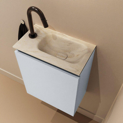 MONDIAZ TURE-DLUX meuble WC 40 cm Clay. Lavabo EDEN Ostra position à droite. Avec 1 trou de robinet.