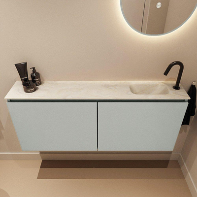 MONDIAZ TURE-DLUX meuble WC 120 cm Greey. Lavabo EDEN Ostra position droite. Avec 1 trou de robinet.
