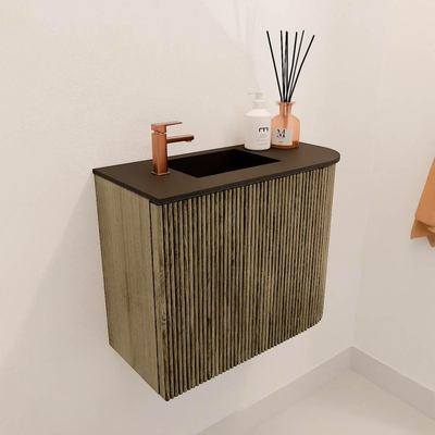 Mondiaz JOYA 51.6cm meuble de toilette - arrondi droite couleur Dusk - Vasque FAYE position Gauche 1 trou de robinet couleur Urban