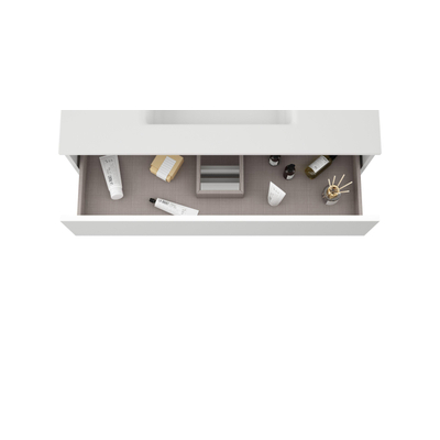 Adema Chaci PLUS Ensemble de meuble - 99.5x86x45.9cm - 1 vasque en céramique Blanc - 1 trou de robinet - 3 tiroirs - miroir rectangulaire - Blanc mat