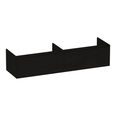 BRAUER Embrace wastafelonderkast - 159.8x35x45.5cm - 2 softclose lades - greeploos - 2 sifon uitsparingen - Timber Black