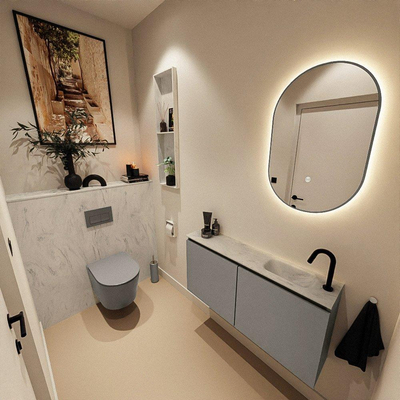 MONDIAZ TURE-DLUX Toiletmeubel - 100cm - Smoke - EDEN - wastafel Opalo - positie rechts - 1 kraangat