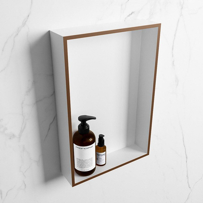 Mondiaz Easy nis 29.5x44.5x8cm voor Inbouw/opbouw 1 open vak Solid surface Talc/Rust