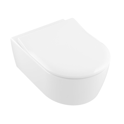 Villeroy & Boch Avento abattant de WC - SlimSeat avec couvercle avec SoftClose et QuickRelease avec charnières en inox blanc