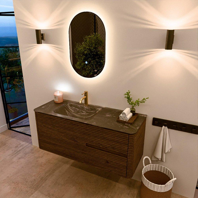 Mondiaz CIRO-DLUX Ensemble de meubles de salle de bains - 120x45x50cm - Lavabo solid surface Lava - 1 vasque à gauche - 1 trou de robinet - 2 tiroirs - Dusk