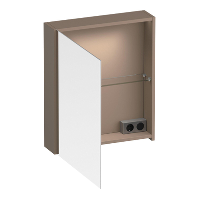 BRAUER Impress Deluxe spiegelkast – 59x70x15 cm – LED-verlichting – linksdraaiende – Mokka