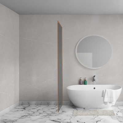 Aqua Vista Oria Cuadra Paroi latérale - 100x200cm - avec kit de montage - pour cabine de douche - verre fumé - cuivre brossé