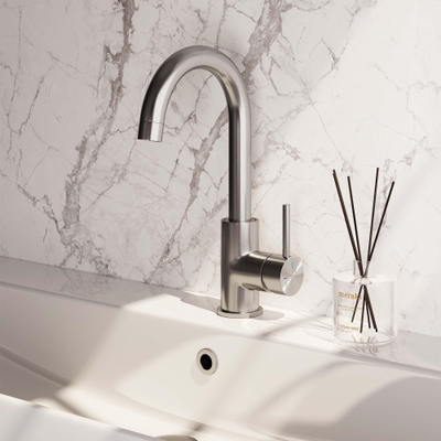 Brauer Brushed Edition Robinet lavabo avec bec rotatif et poignée standard ColdStart Nickel brossé