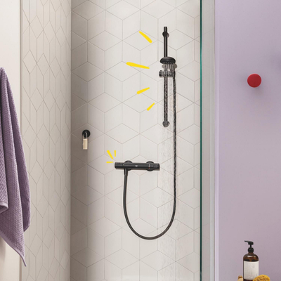 Grohe Precision Start Douchekraan - thermostatisch - zonder omstel - koppelingen - HOH=15cm - matte black (mat zwart)