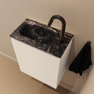 MONDIAZ TURE-DLUX 40cm toiletmeubel Talc. EDEN wastafel Lava positie links. Met 1 kraangat.