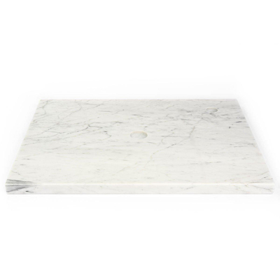 Saniclass Dia Plan vasque - 60x46cm - 1 trou de robinet - 1 découpe de siphon - marbre - blanc poli