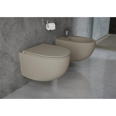 QeramiQ Élan Toiletzitting - softclose - quickrelease - slim - mat sabia (taupe)