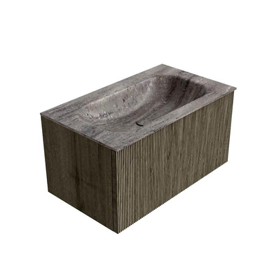 MONDIAZ KURVE-DLUX 80cm badmeubel kleur Shadow met 1 lade en 0 deuren. Wastafel BIG SMALL Midden zonder kraangat Oza.