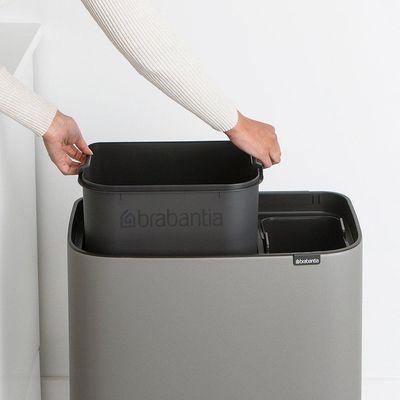 Brabantia Bo Touch Bin Poubelle - 11+23 litres - 2 seau intérieur en plastiques - mineral concrete grey